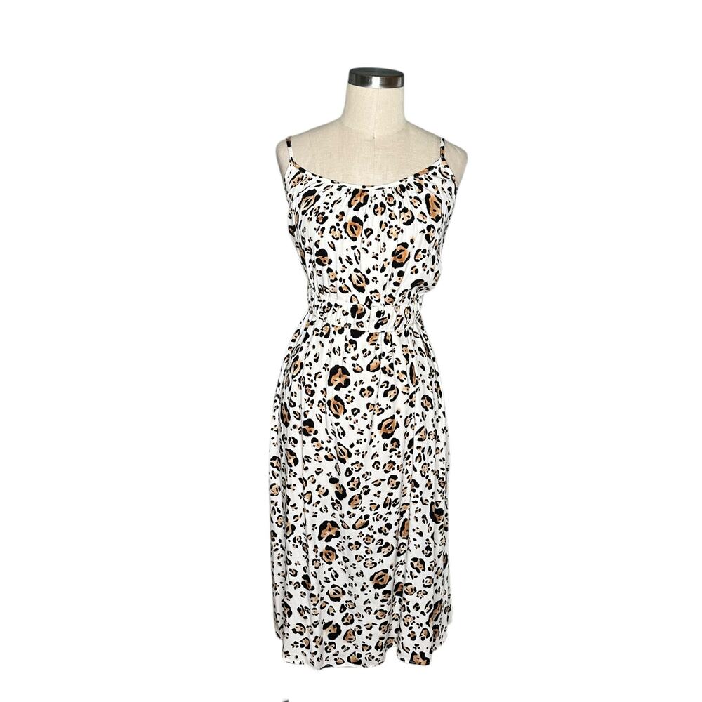 COREY LYNN CALTER Anthropologie Belted Leopard Print Midi Dress Women's Size XSP
